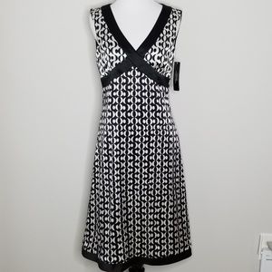 NWOT Tahari Black and White Patterned Dress
